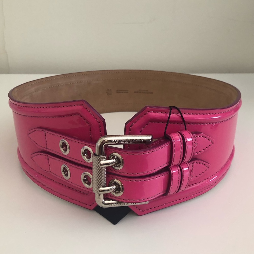 NWT Burberry Prorsum Bubblegum Pink Patent Belt
